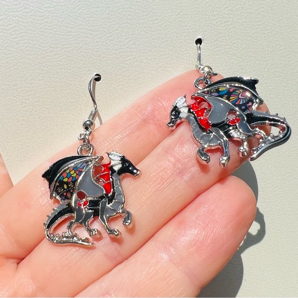 n/a Jewelry - Enameled Dragon Earrings